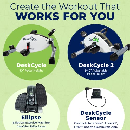 DeskCycle Ellipse Leg Exerciser - Under Desk Elliptical Machine and Foot Pedal Exerciser - Leg Exerciser While Sitting - Compact Under Desk Exercise Equipment