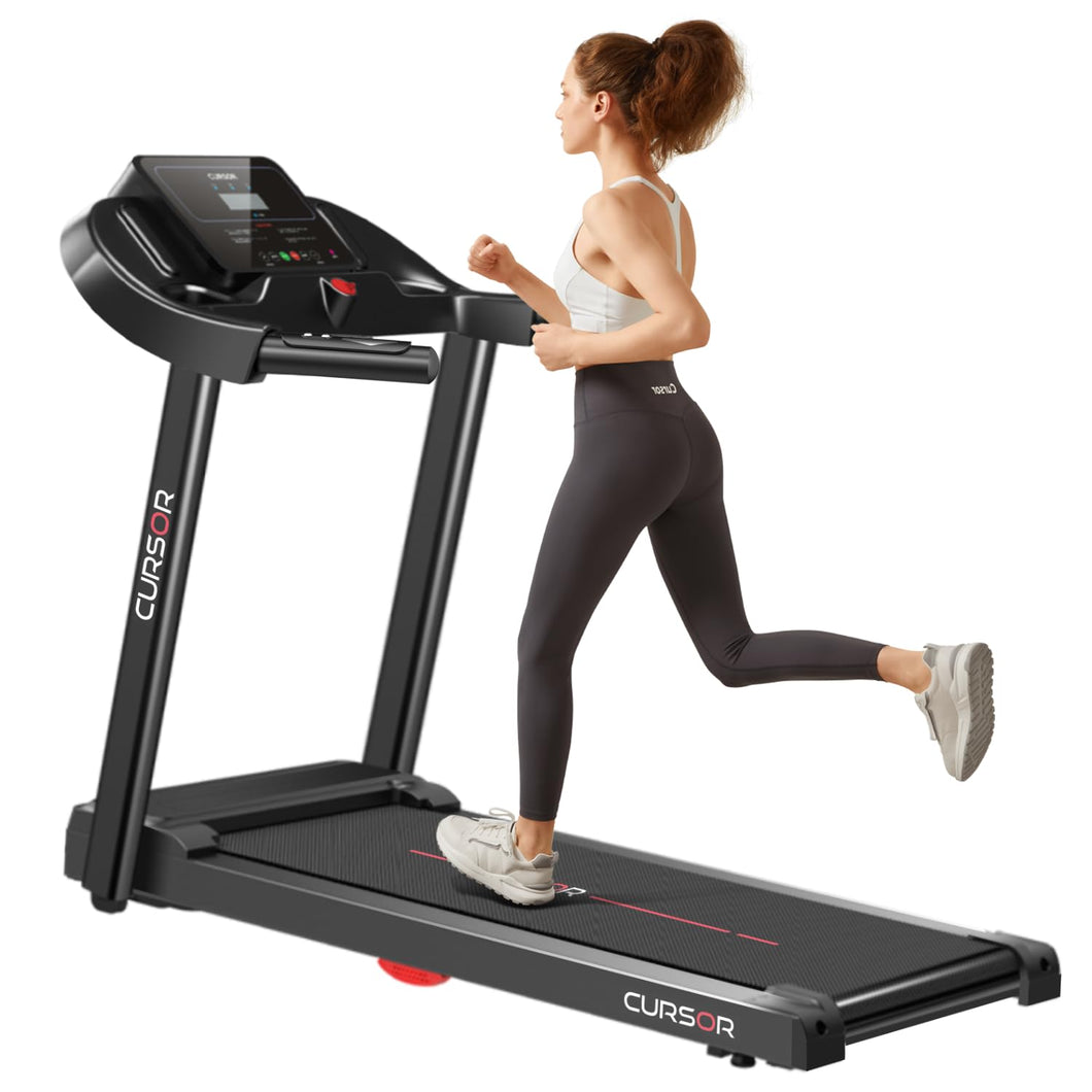 CURSOR FITNESS Home Folding Treadmill with Pulse Sensor, 2.5 HP Quiet Brushless, 7.5 MPH, 265 LBS Capacity, Black