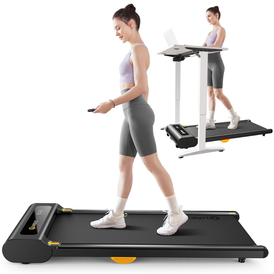 UREVO Under Desk Treadmill, Walking Pad for Home/Office, Portable Walking Treadmill 2.25HP, Walking Jogging Machine with 265 lbs Weight Capacity Remote Control LED Display Black