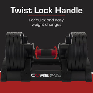 Core Fitness® Adjustable Dumbbell Weight Set by Affordable Dumbbells - Space Saver - Dumbbells for Your Home