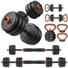 FEIERDUN Adjustable Dumbbells, 50lbs Free Weight Set with Connector, 4 in1 Dumbbells Set Used as Barbell, Kettlebells, Push up Stand, Fitness Exercises for Home Gym Suitable Men/Women