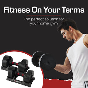 Core Fitness® Adjustable Dumbbell Weight Set by Affordable Dumbbells - Space Saver - Dumbbells for Your Home