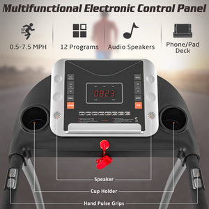 Merax Foldable Electric Treadmill 2.5HP Motorized Running Machine with 12 Perset Programs 300LBS Weight Capacity Walking Jogging Treadmill for Office Home Gym Workout with Incline