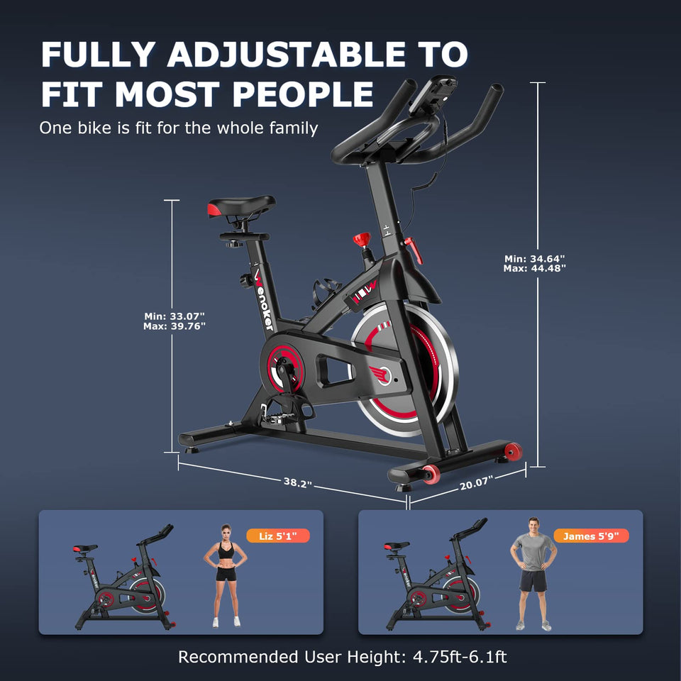 Exercise Bike, WENOKER Stationary Bike for Home, Indoor Bike with Silent Belt Drive, Heavy Flywheel, Comfortable Seat Cushion and Upgraded LCD Monitor (Newest Version)