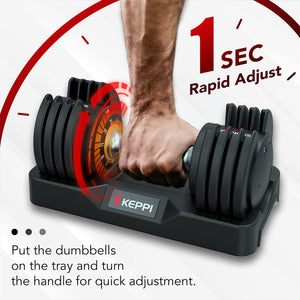 Keppi Adjustable Dumbbells Set,25lb Pair Dumbbells with Anti-Slip Metal Handle for Exercise & Fitness Fast Adjust Weight for Full Body Workout Fitness