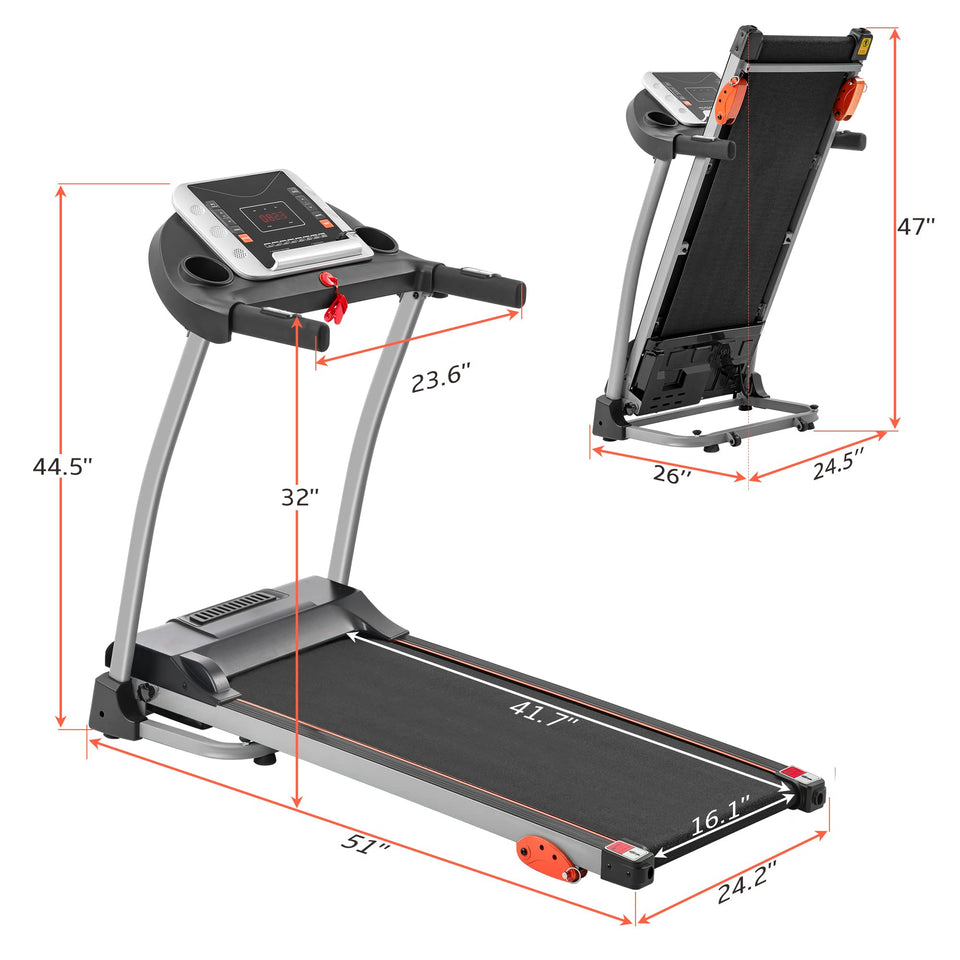 Merax Foldable Electric Treadmill 2.5HP Motorized Running Machine with 12 Perset Programs 300LBS Weight Capacity Walking Jogging Treadmill for Office Home Gym Workout with Incline