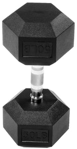 Signature Fitness Rubber Encased Hex Dumbbell, 50LB Single