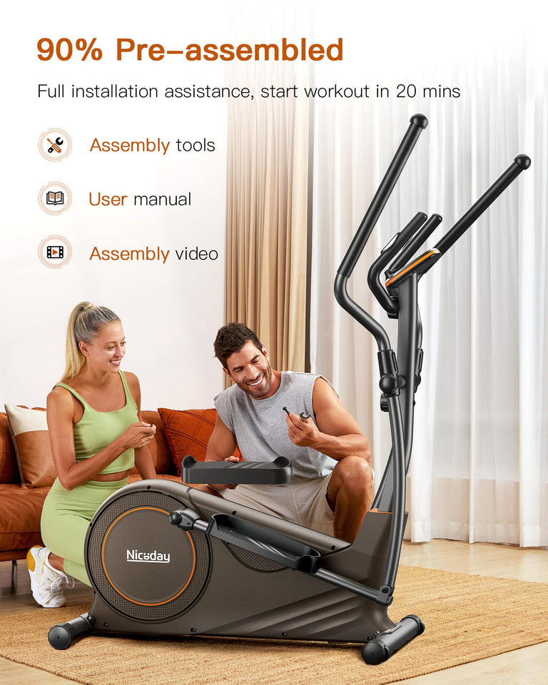 Niceday Elliptical Machine, Elliptical Trainer for Home with Hyper-Quiet Magnetic Driving System, 16 Resistance Levels, 15.5IN Stride, 400LBS Weight Capacity