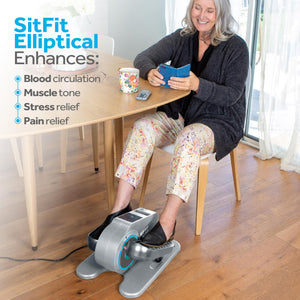 SITFIT Leg Exerciser While Sitting for Seniors, Under Desk Elliptical Machine, Leg Exercise Machine, Portable Motorized Pedal Exerciser with Remote Control, Fully Assembled for Rehabilitation