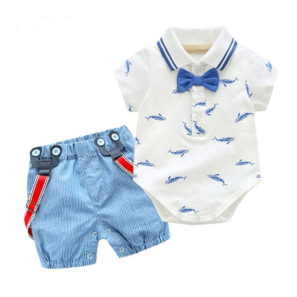 Summer Newborn Baby Boy Girl Clothes set Little Shark T-shirt - KickersPlanet