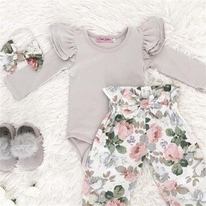 3pcs Baby Girl Clothes  Long Sleeve Romper - KickersPlanet